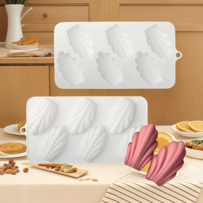 New 6 even Madeleine shell cake mold silicone baking mold pudding dessert mold DIY cake bread
