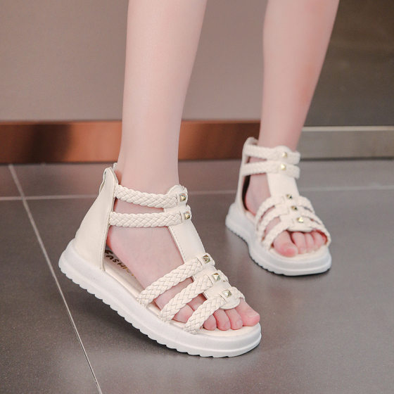 Children's Sandals Girls' Roman Shoes 2023 New Fashion Soft Sole Fishmouth Princess Shoes Big Kids and Little Girls Shoes