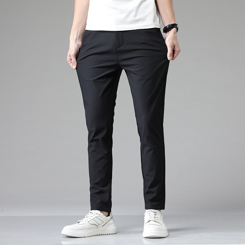 Spring autumn casual pants men's business elastic small straight trousers young solid color Fashion pants wholesale