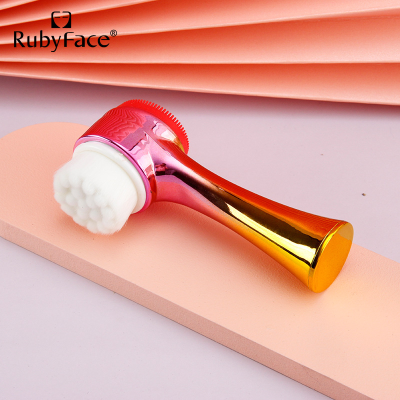 Rubyface雙面硅膠深度清潔毛孔控油軟毛按摩潔面清潔洗臉刷