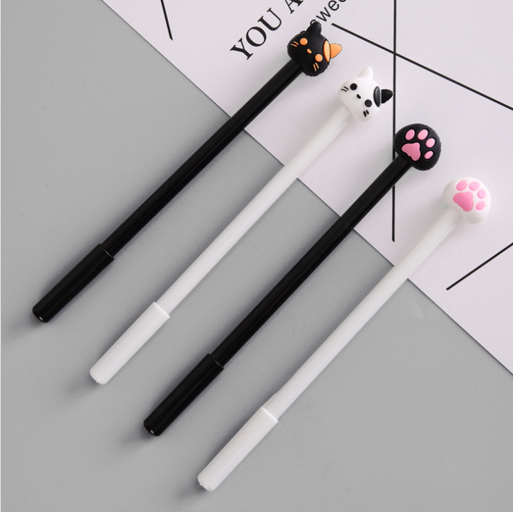 Korean creative fountain pen cartoon cute cat cat claw neutral pen primary school stationery black sign pen