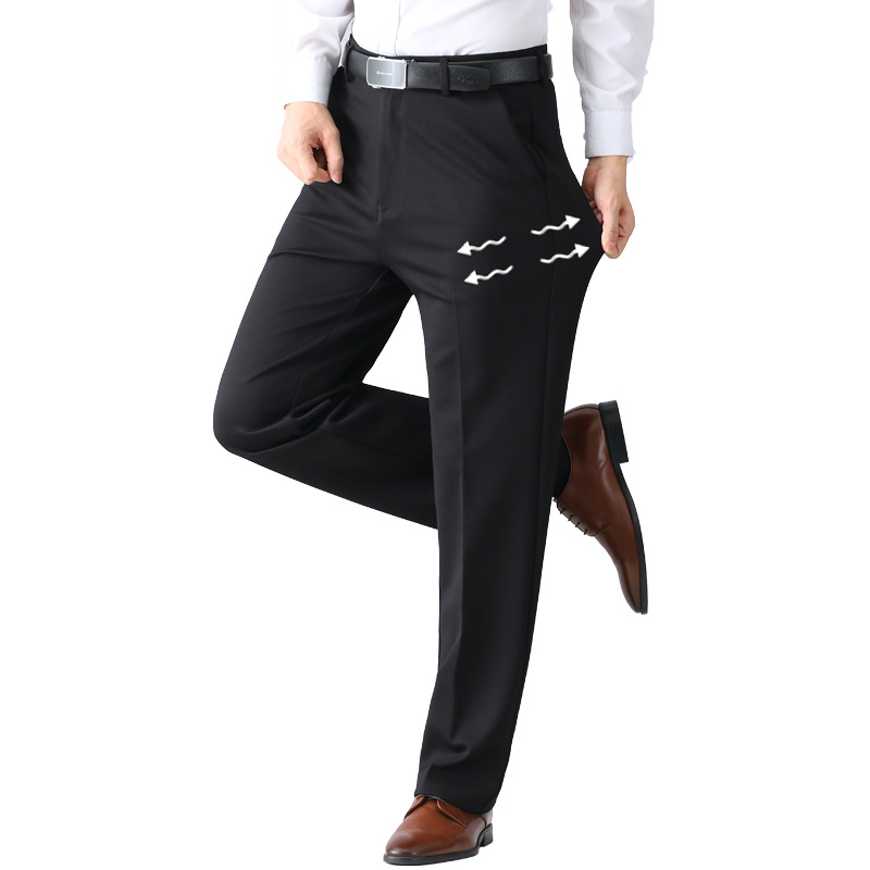 Factory sales autumn and winter thick suit pants middle-aged and elderly casual pants rayon long pants middle-aged men's pants stretch dad wear