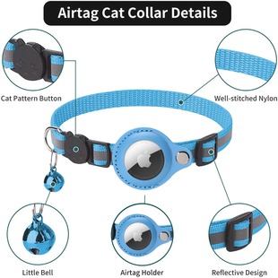 New Apple Airtag Tracker Case Anti-Missing Pet Positioning Collar Cat Reflective Bell Collar
