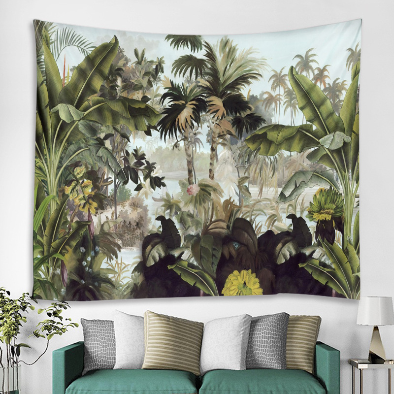 New Forest Tropical Plants Fresh Tapestry Home Wall Decoration Background Cloth Wall Hanging Cloth Hanging Painting