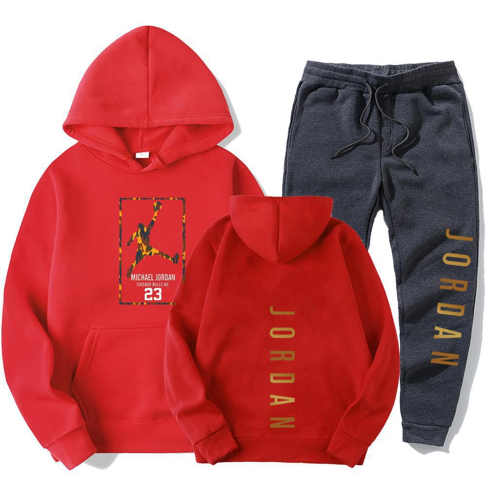 European and American Cross-border Men's Autumn and Winter Trendy Hoodie Suit Young Men and Women Couple Sports Leisure Sweater Suit