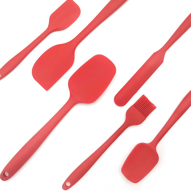Food grade silicone scraper 6-piece set high temperature resistant stirring cream spatula baking tool spatula oil brush suit