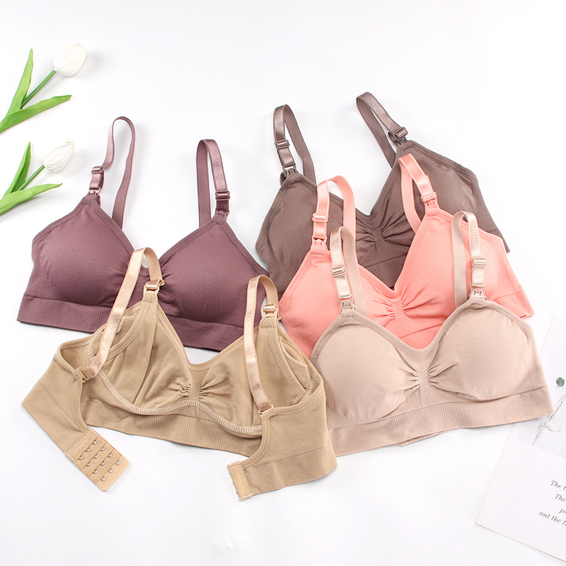 Pregnant Women's Non-rimless Front Buckle Breastfeeding Bra Underwear Breastfeeding Adjustable Push-up Seamless Bra Large Size XXL