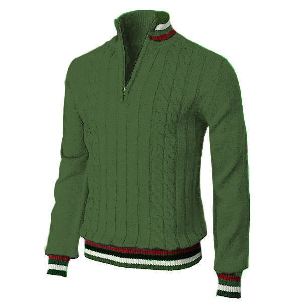 Spring and Autumn New Amazon AliExpress Cross-border Supply British Style Color-matching Zipper Turtleneck Men's Sweater