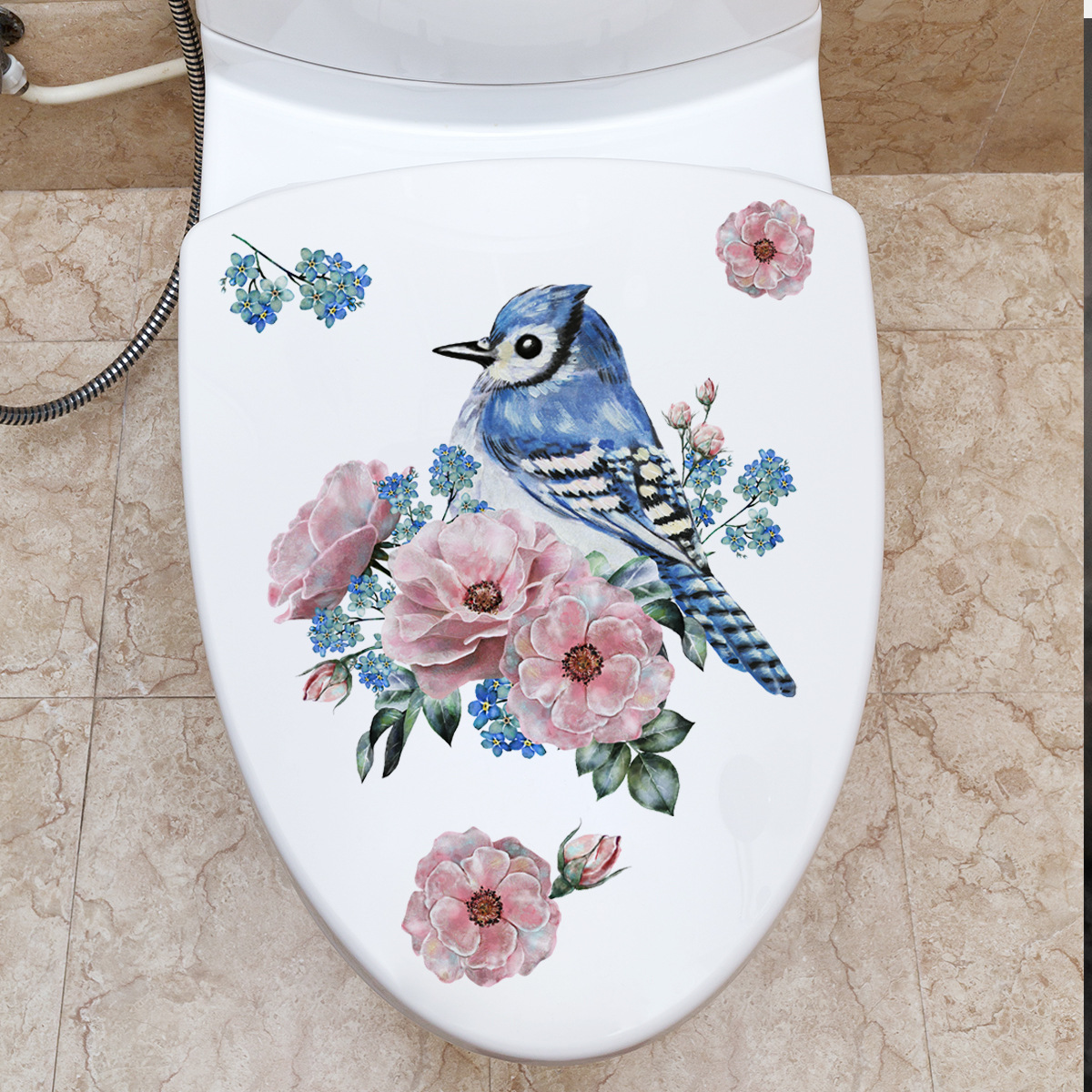 MS4127 New Bird Flower toilet stickers toilet decorative stickers creative wall stickers self-adhesive pvc