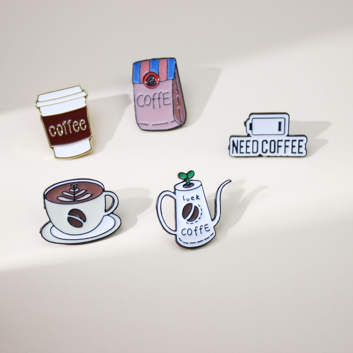 歐美個性時尚Coffe咖啡壺 杯子徽章烤漆滴油防走光別針學生禮品