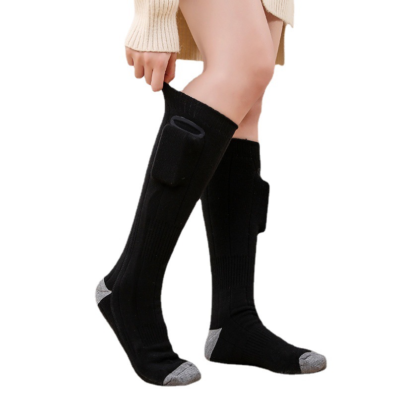Cross-border heating socks winter warm electric socks USB charging long tube cold-proof socks for men and women winter heating feet warm