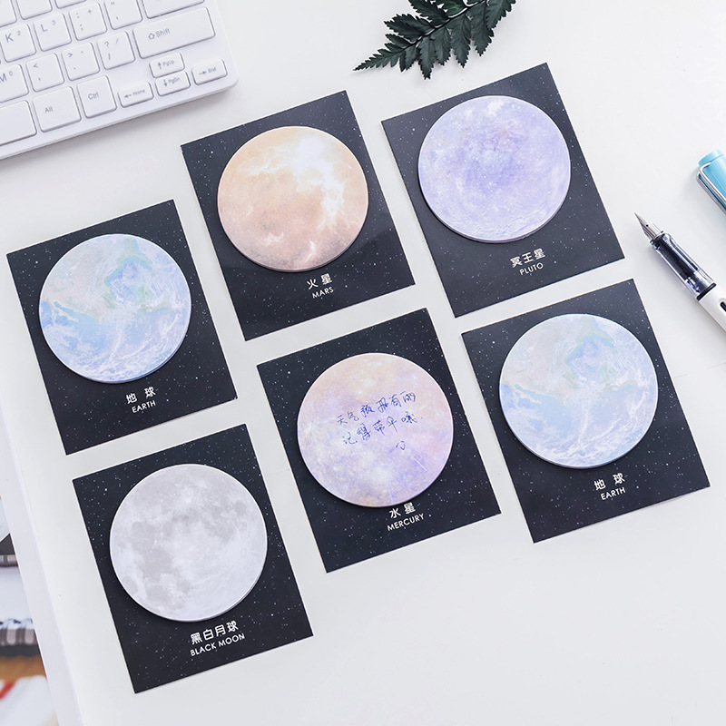 Planet series opposite sex sticky note personalized creative round tearable note book learning office stationery N times stickers