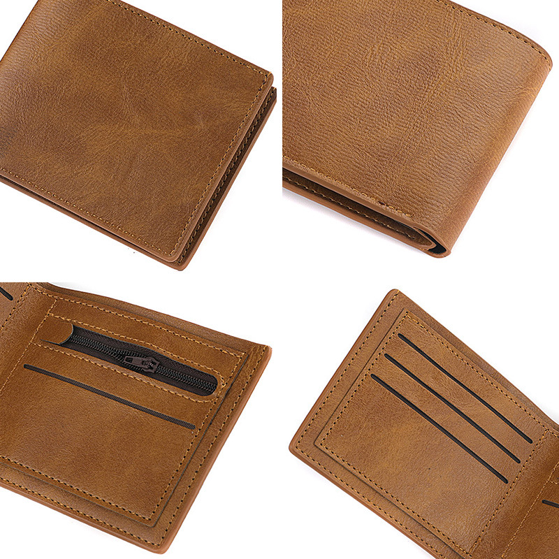 Horizontal wallet wholesale men's short wallet men's student wallet retro wallet no logo factory spot