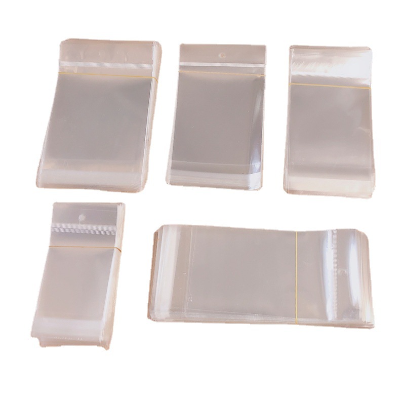 Opp bag collection with hanging hole sticky transparent bag adult children hair accessories hair clip jewelry packaging accessories materials