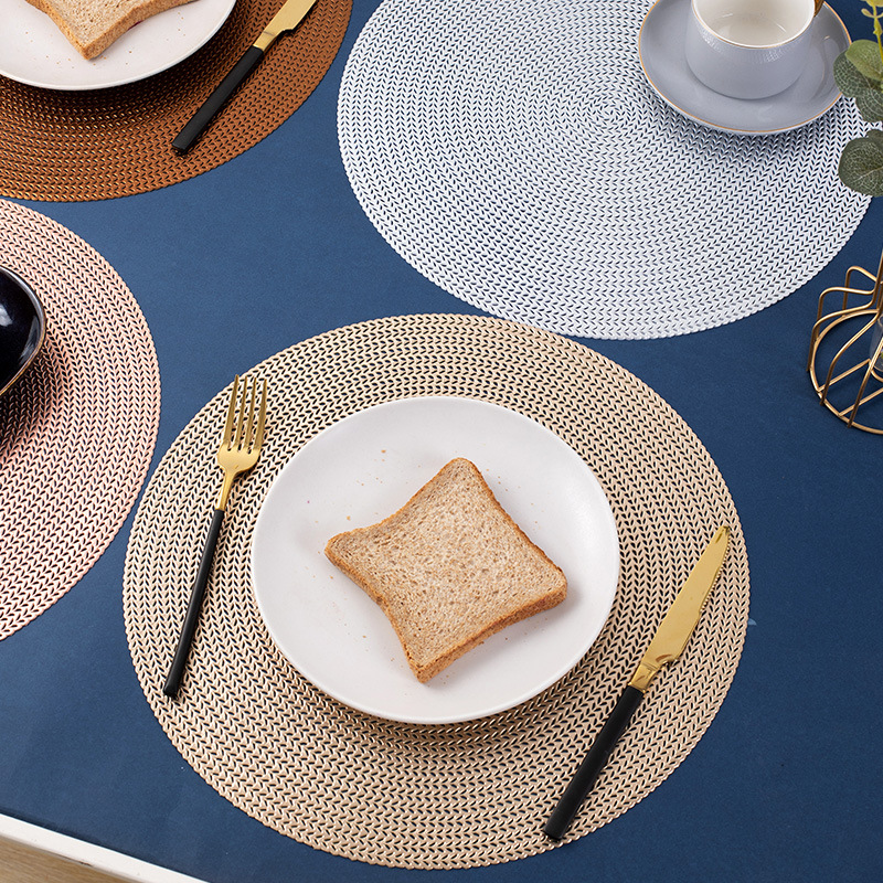 Round Hollow pvc Placemat Nordic Style Coaster Heat Insulated Table Mat Non-Slip Bowl Mat Cross-Border Wheat Western Placemat