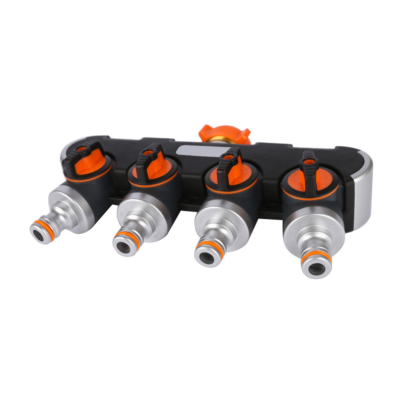 Outdoor garden four-way valve water separator one-in four-out adapter metal one-through four-tap diverter