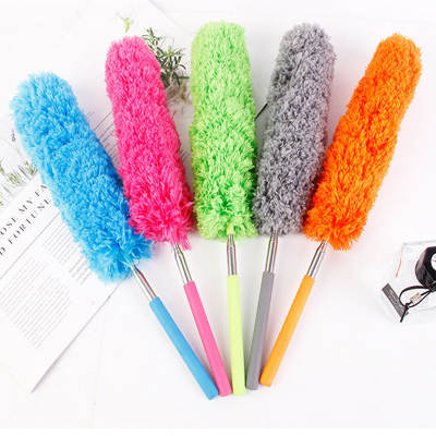 Factory wholesale stainless steel retractable duster flexible fiber small duster household gray feather duster