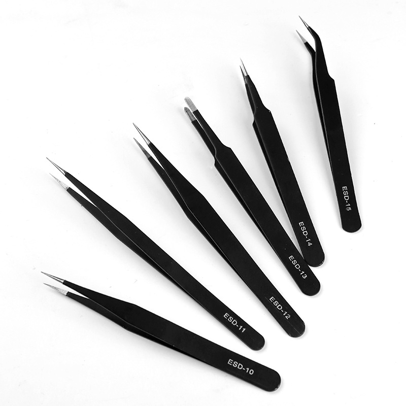 Factory Wholesale Stainless Steel Tweezers Precision ESD Pointed Electronic Dismantling Machine Tool Bird's Nest Clip Eyelash Tweezers