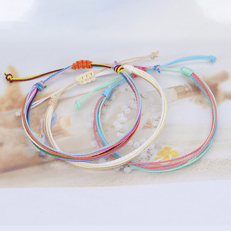 Cross-border hot sale Bohemian style waterproof wax braided bracelet friendship lucky hand rope manufacturers in stock