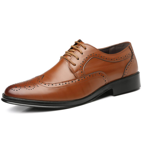 New Spring Shoes Men's Wholesale Large Size Business Formal Brock Shoes British Lace-Up Breathable Casual Men's Shoes