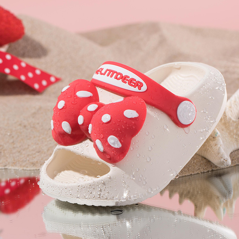 Children's Slippers Summer New Polka Dot Bow Indoor Cartoon Cute Slippers Soft Sole Men's and Women's Hole Shoes for Girls