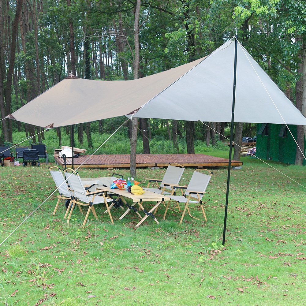 Camping Outdoor Black Rubber Canopy Tent Sun Protection UV Protection Camping Supplies Silver Coated Curtain Portable Sunshade Canopy