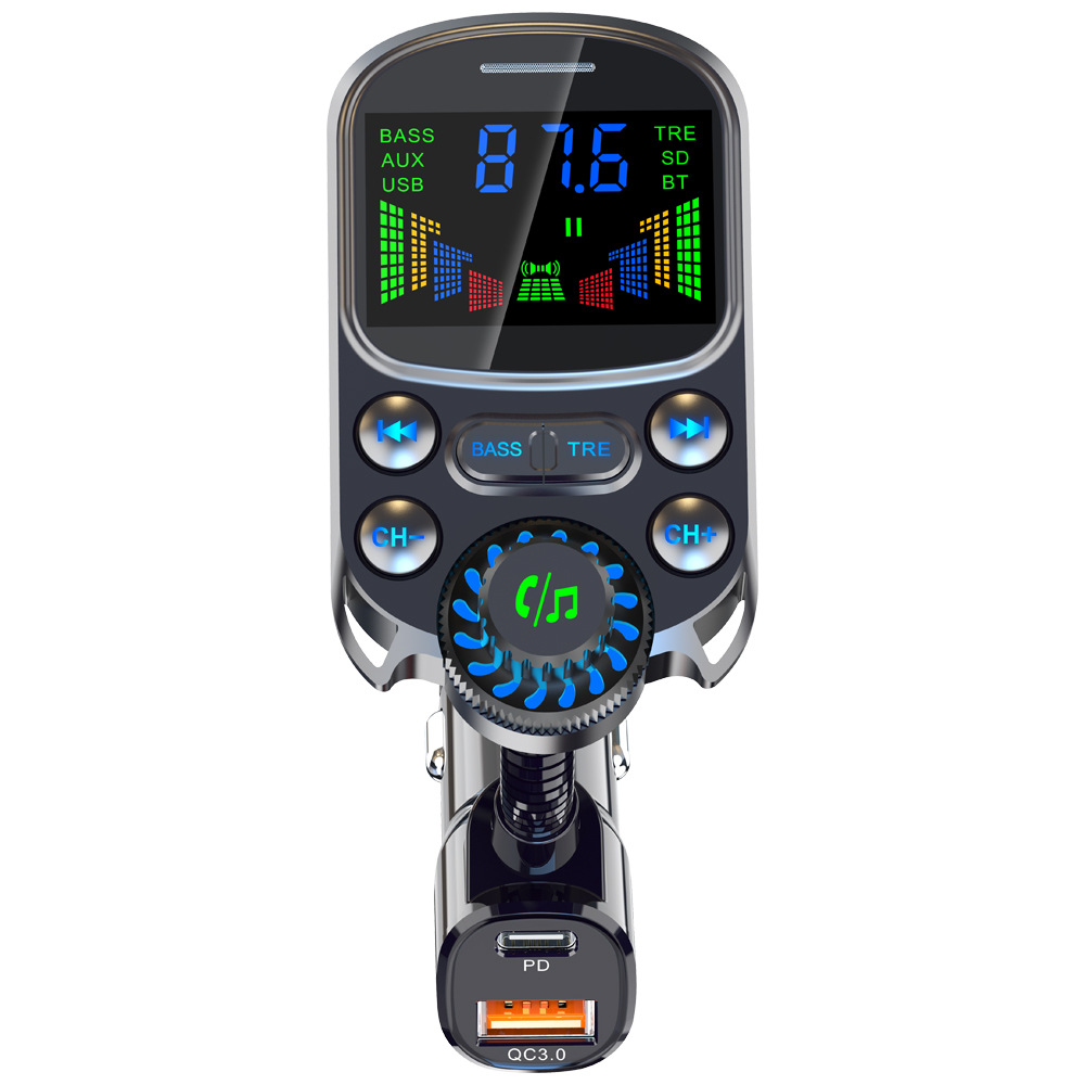 Car Bluetooth U disk lossless player with AUX HD spectrum display sound effect adjustment car charger fast charging