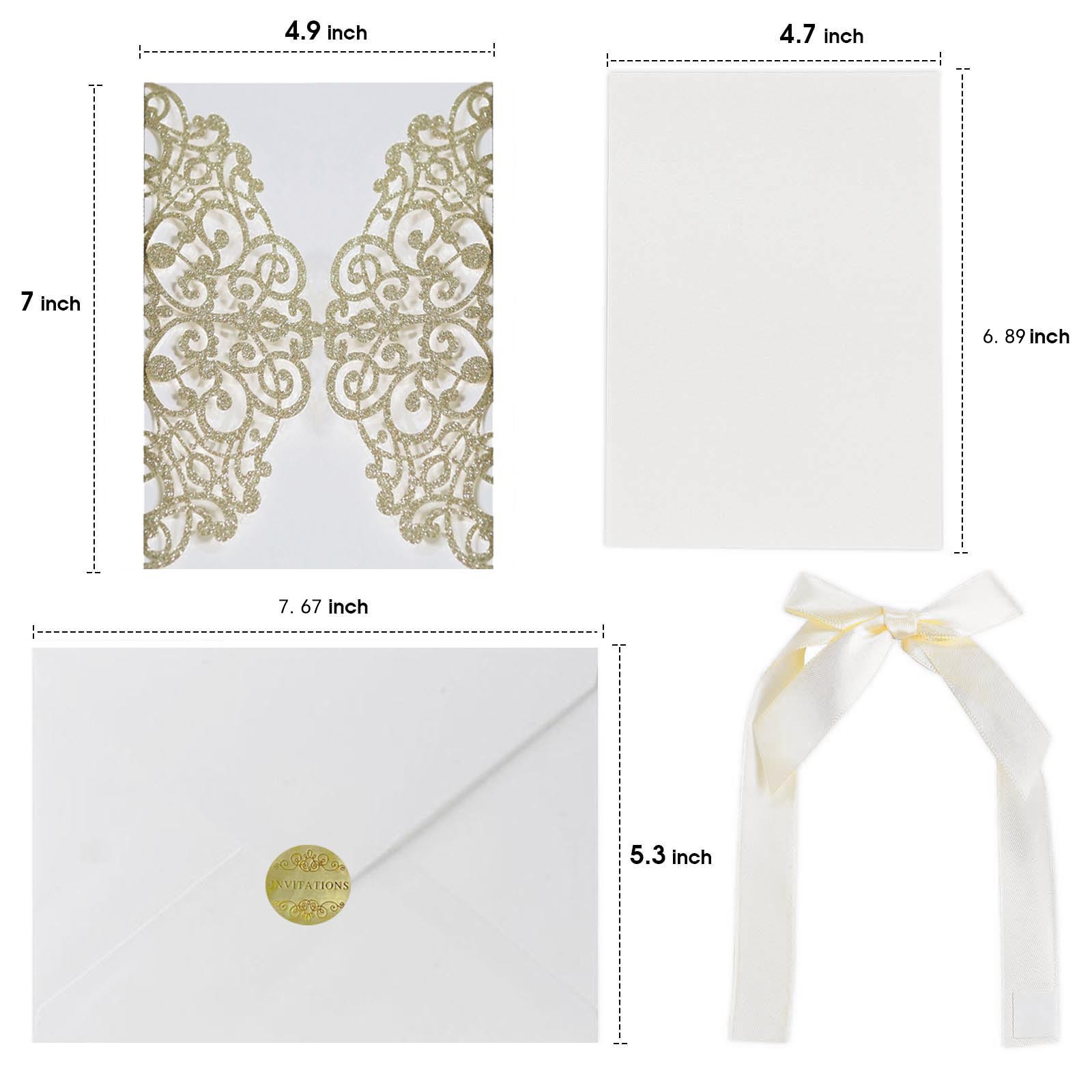 In stock Amazon glitter paper silver invitation powder Apple golden card laser hollow engagement invitation card