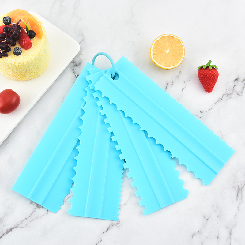 in stock four-piece set cream scraper comb plastic cream double-sided tooth scraper cake scraper baking tool