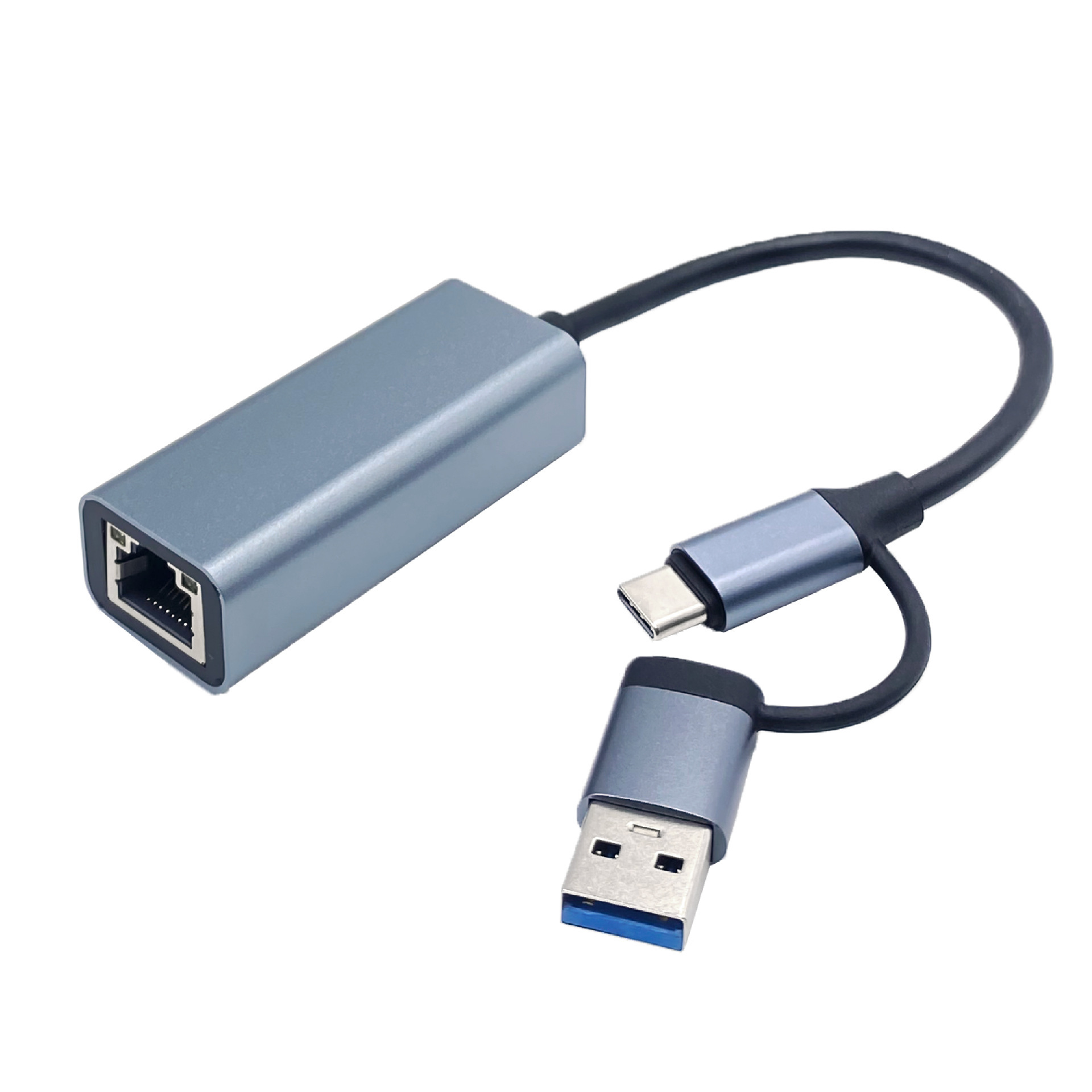 Cross-border e-commerce popular aluminum alloy USBType c two-in-one to RJ45 Gigabit drive-free network card 100m/1000