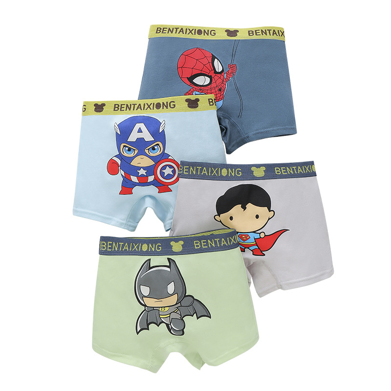 Boys' underwear class A pure cotton boxers children's underwear cartoon small medium and big children's boxers baby shorts manufacturer