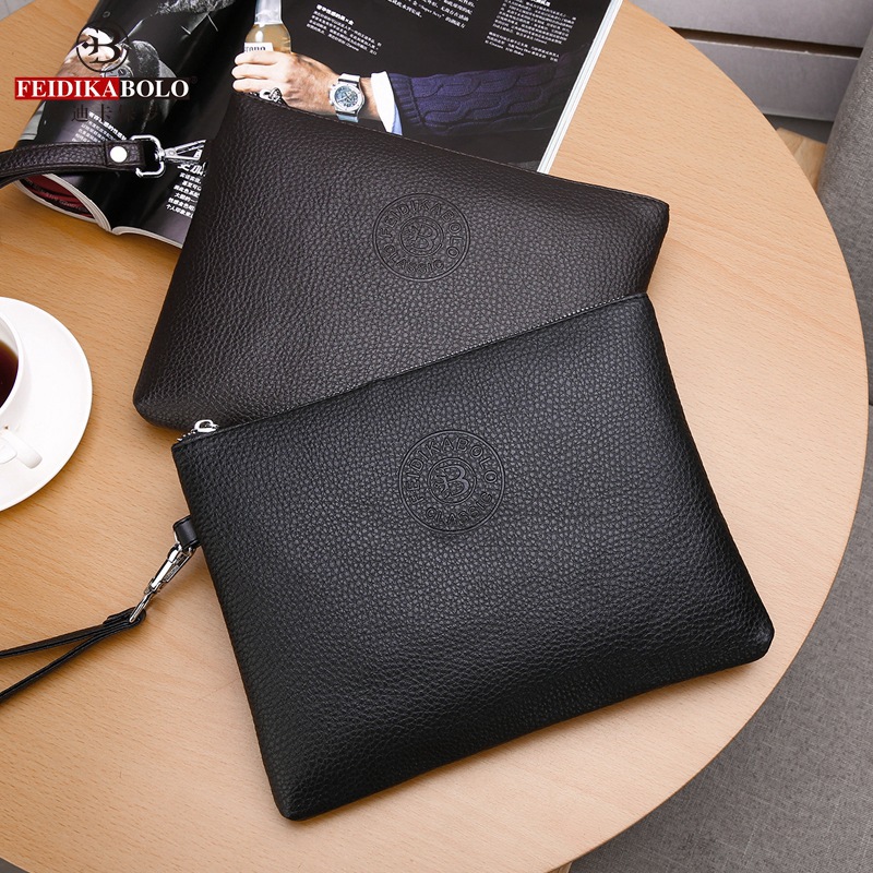 Envelope Bag 2023 New Casual Men's Clutch Bag PU Soft Leather Men's Bag Mobile Phone Bag Large Capacity Wallet