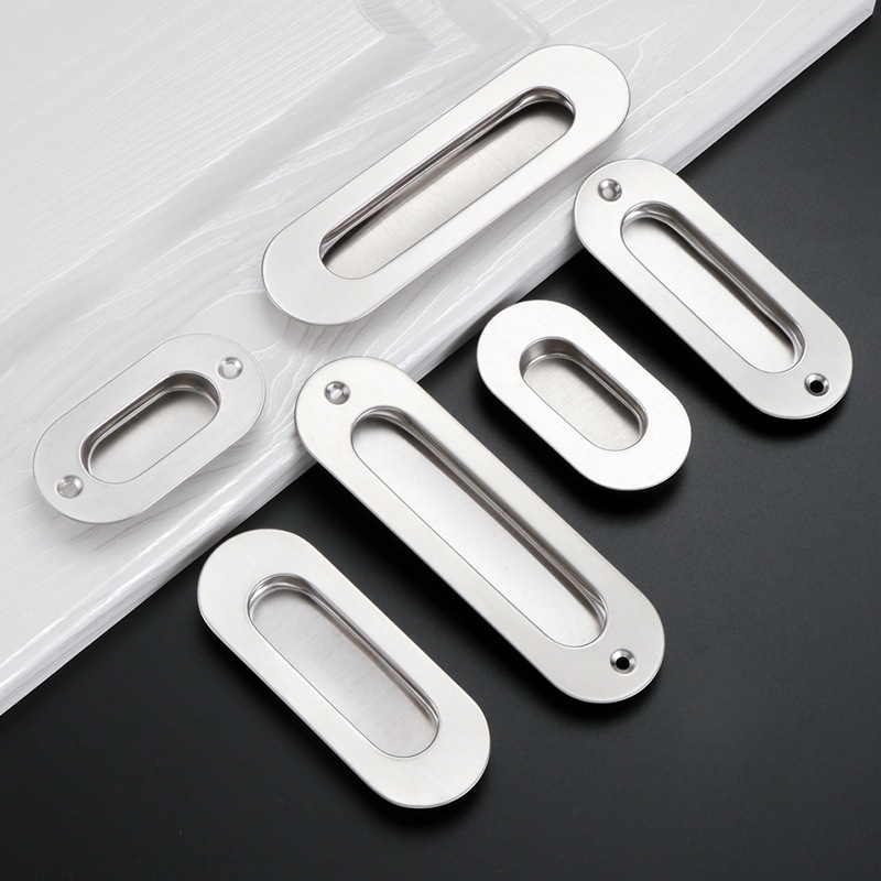 304 stainless steel long handle cabinet drawer wardrobe hidden sliding door concealed handle embedded concealed buckle door handle