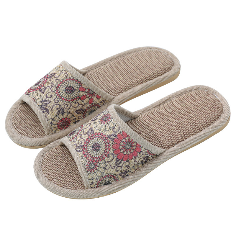 Women's linen slippers home retro home indoor couples sandals men's and women's floor non-slip guest slippers manufacturers wholesale