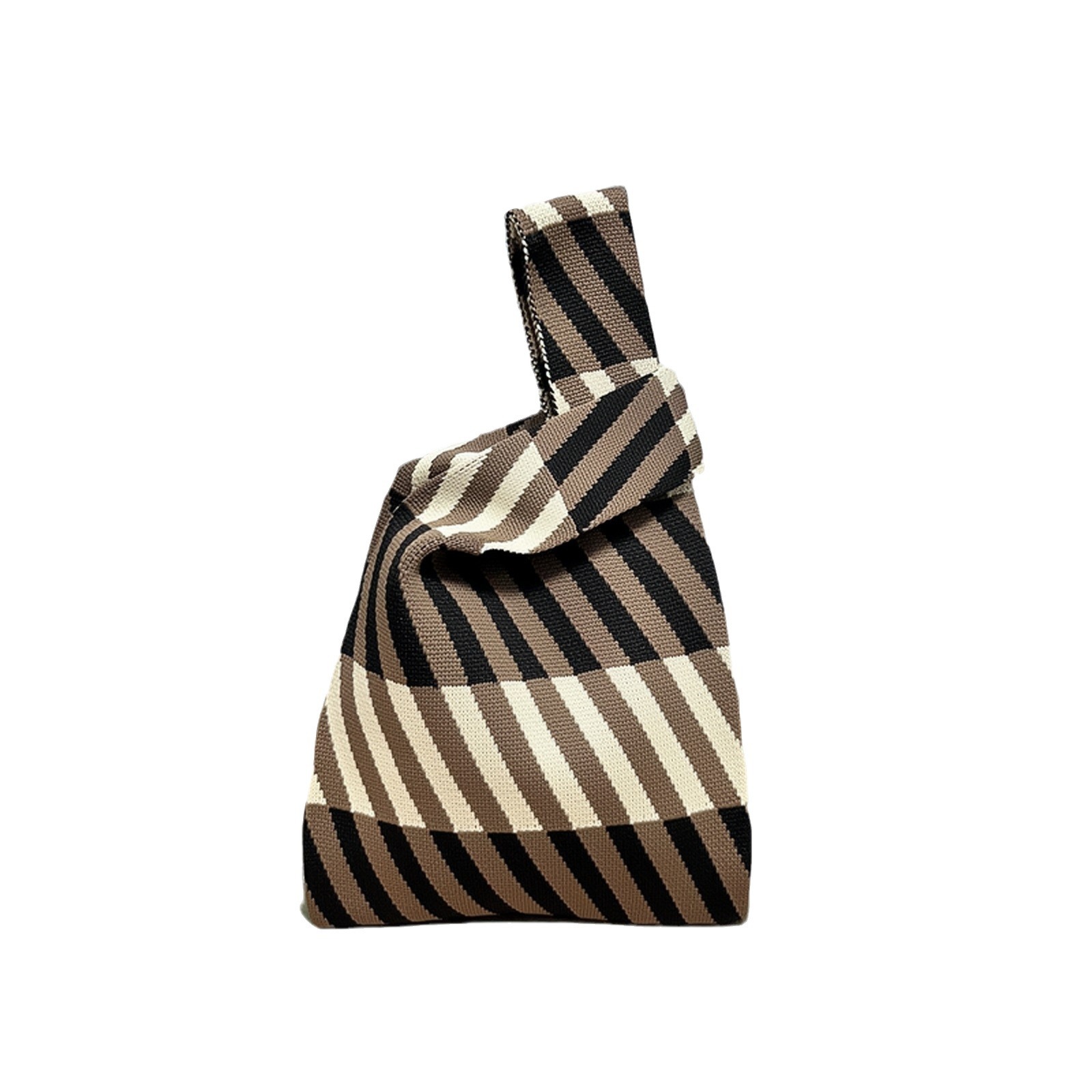 New Fashion All-match Knitted Handbag Large Capacity Bucket Bag Minimentary Tote Bag Woven Hand Gift Bag
