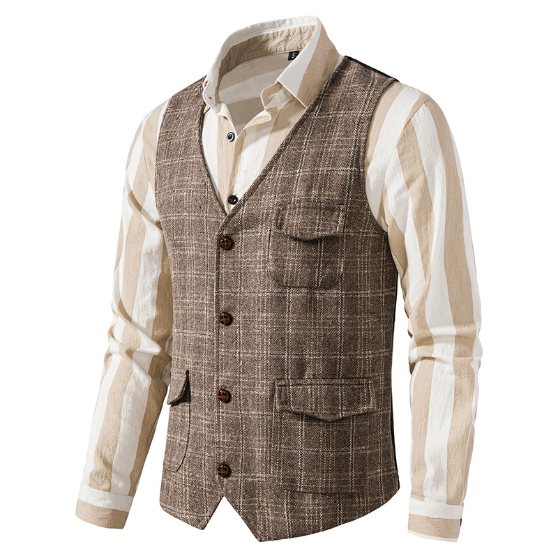 Vintage Men's Suit Vest Tweed Ami Khaji British Plus Size Vest M75