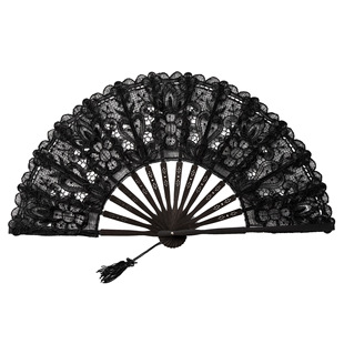Lace Embroidered Lace Fan Hollow Retro European Court Fan 27cm Folding Fan Bamboo Fan Dance Props Performance Fan