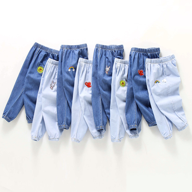 Boys and Girls Casual Jeans 2018 New Summer Thin Children's Anti-mosquito Pants Loose Trousers Baby Bloomers