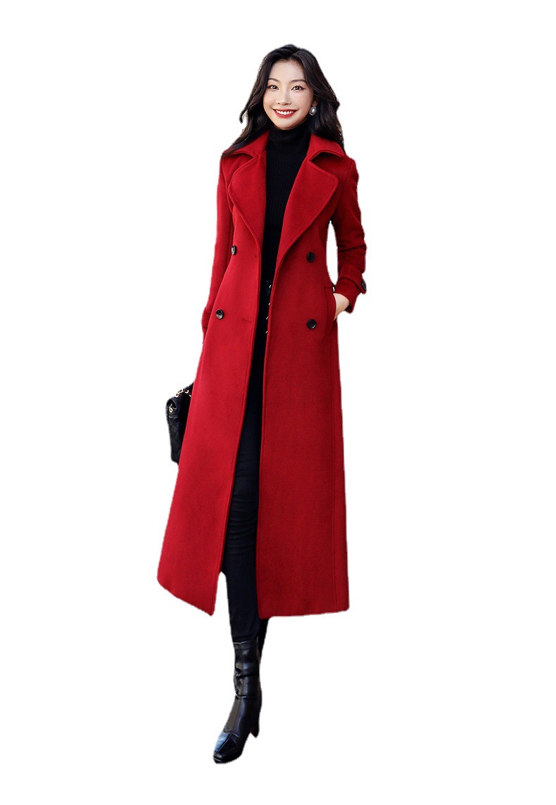 2022 autumn and winter New eBay burst single padded woolen women's coat lengthened Amazon quality dragon and phoenix coat