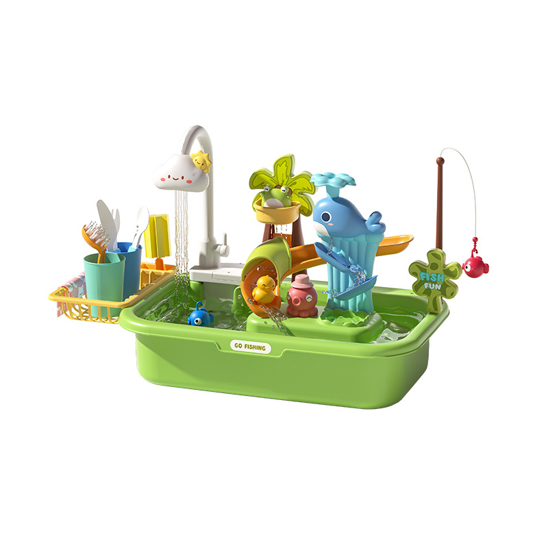 Children's dishwasher table vegetable basin basin faucet circulation electric play house water toys boys and girls 61 gifts