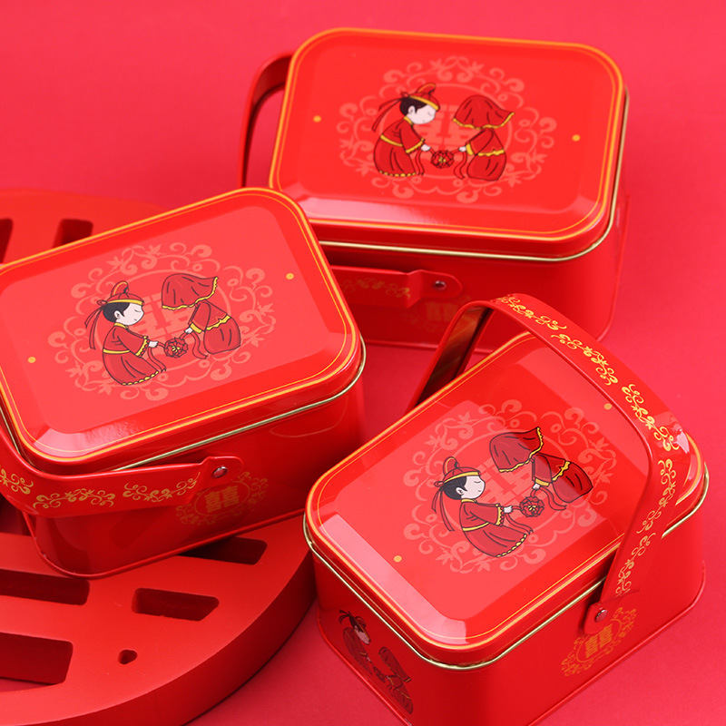 Wedding wedding gift box hand packaging Chinese portable iron box wedding gift box candy candy iron box