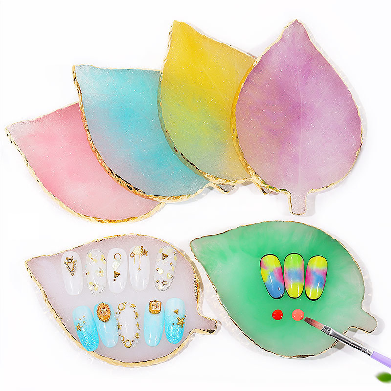 Cross-border beauty palette resin agate gold decorations painted palette nail display board tools wholesale