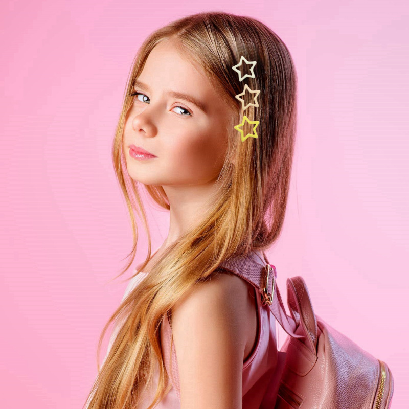 Dopamine star hairpin children's hair accessories color polka dot BB clip bangs side clip five-pointed star hairpin simple headdress