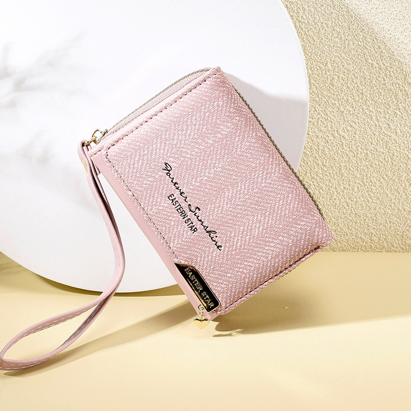 New Korean-style women's wallet for girls, short-zipper multi-card slot plain color zero wallet, wholesale.