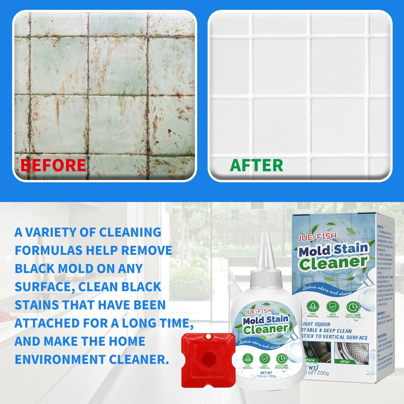 Jue-Fish demildew gel furniture tile wall washing machine silicone multifunctional cleaning demildew gel