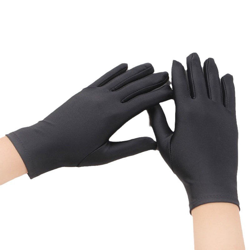Men's and women's spandex jewelry gloves elastic tight black and white dance performance etiquette command MC gloves wholesale_voghion.com