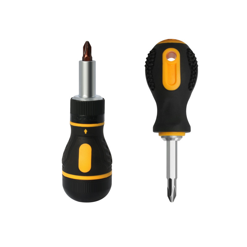 Industrial grade household mini radish head ratchet screwdriver multifunctional forward and reverse labor-saving 9-piece screw nozzle