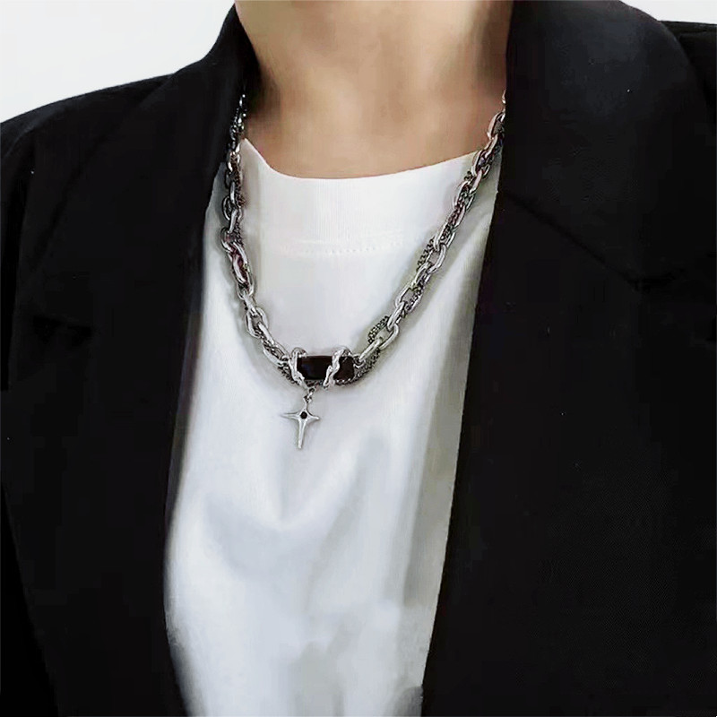 Star Necklace Men's Design Sense Niche Trendy Brand Clavicle Chain Women's ins Hip-Hop Accessories Men's