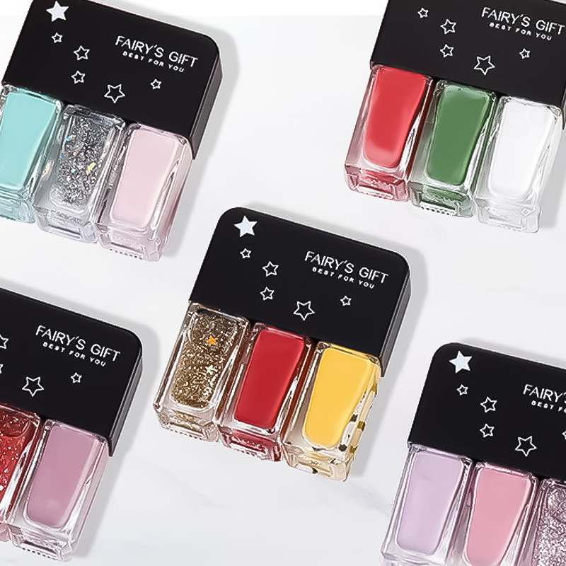 Nail Polish Non-Baking Long-lasting White Quick-drying Ice Triplets Set Peelable Long-lasting Tear Nail Oil Nutrition Oil