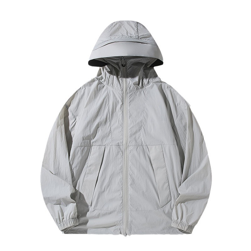 Summer Sun Protection Clothing Men's Cardigan Hat Lightweight Jacket Outdoor Sun Protection Clothing UPF50 UV Protection Skin Clothing Women